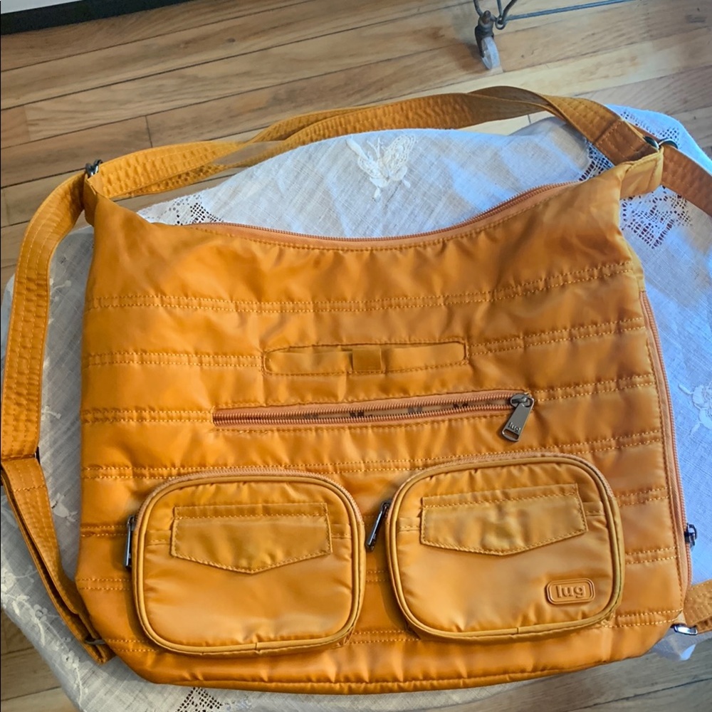 Lug Orange Shoulder Bag with Quilted Design